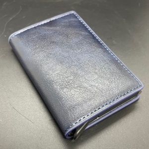 Slim Blue Men's Mini Pop Up RFID Leather Wallet Brand New